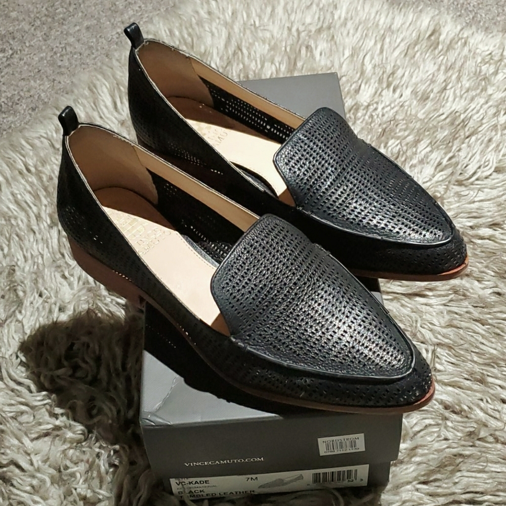 Vince Camuto Black Leather Flats